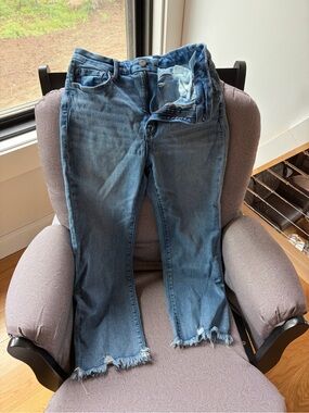 Women's Frayed-Hem Wide Leg Jeans - Blue
